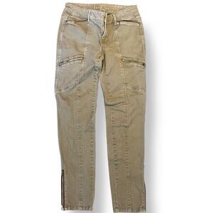 White House Black Market Skimmer Stretch Pants Size 2 Khaki Cotton Utility Cargo
